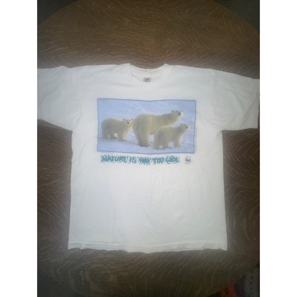 Vintage 90s WWF Polar Bear T-Shirt Nature Is Way Too Cool Fruit of the Loom XL